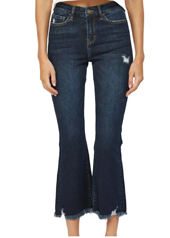 edge pouch pants -High Rise Crop Flare Jean In Dark Wash