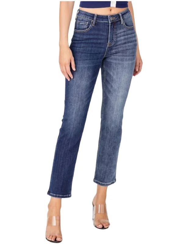 bake soft pants -High Rise Straight Leg Jeans In Blue