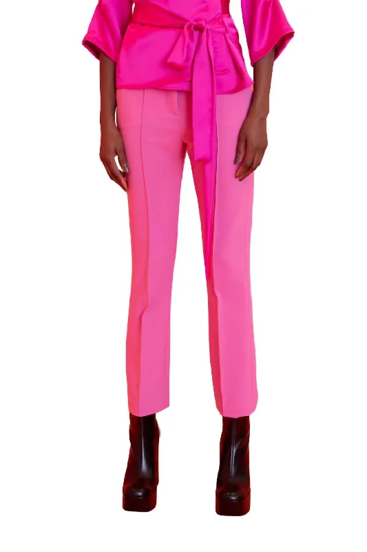 full print pants -Maggie Trousers In Mid Pink