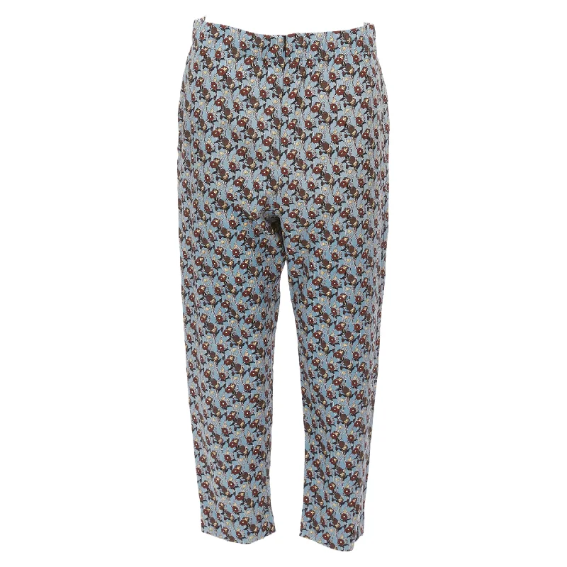 land pride pants -Marni Silk Floral Drop Crotch Casual Cropped Pants