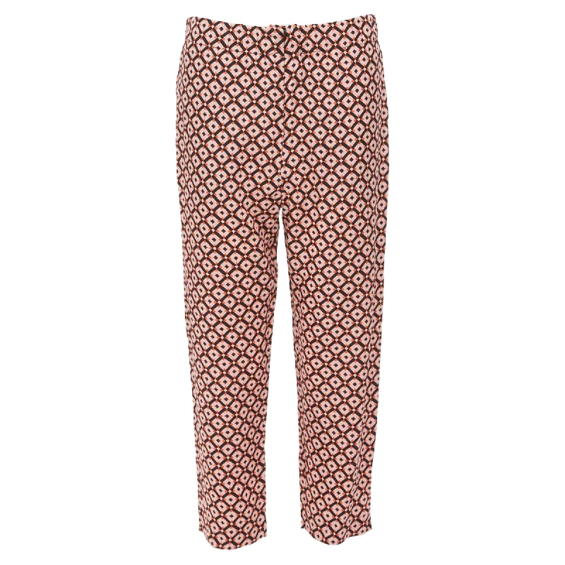 trek free pants -Marni Silk Geometric Print Elastic Waist Cropped Pants