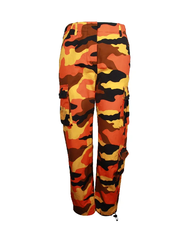 art craft pants -Off-White Camouflage Printed Cargo in Orange Cotton