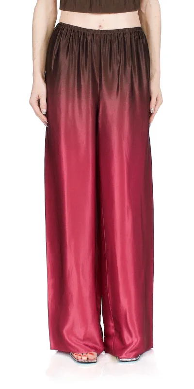 top luxe pants -Ombré Printed Satin Pants In Beet/dark Night Fig