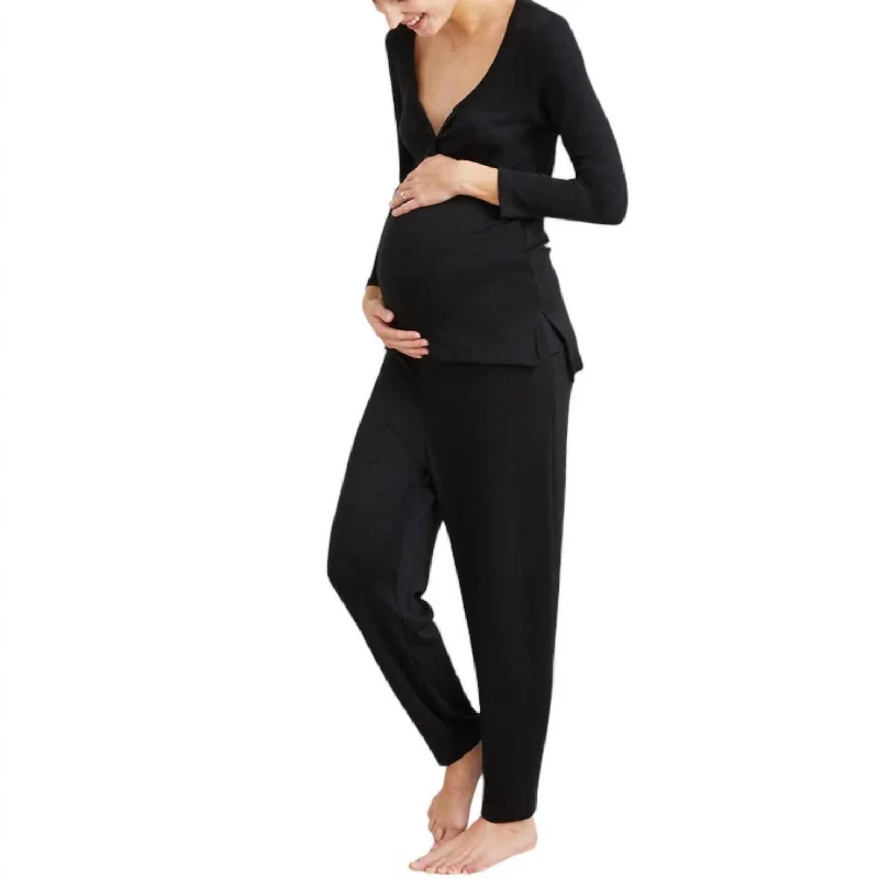 calm flow pants -Over Under Lounge Pants In Black