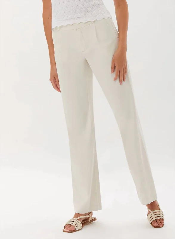 mix weave pants -Parsons Belted Wide Leg Pant In Ecru