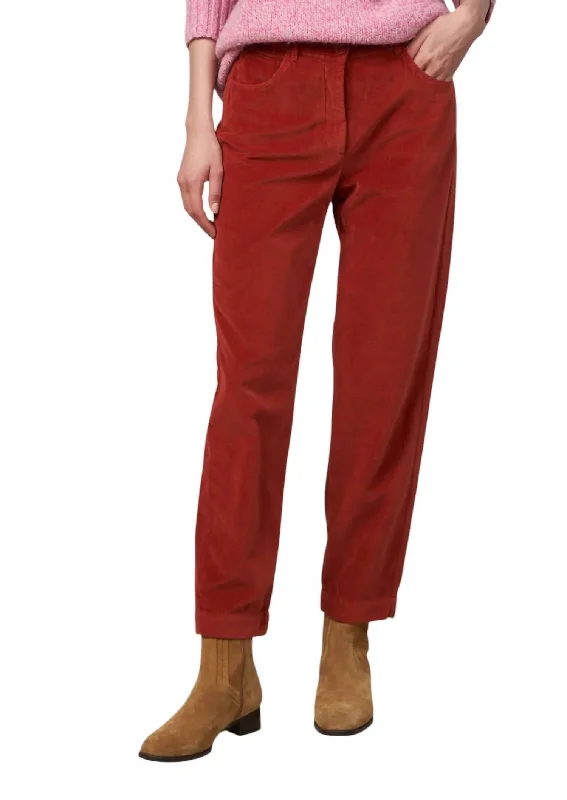 pull tie pants -Pepite Velvet Pants In Spice