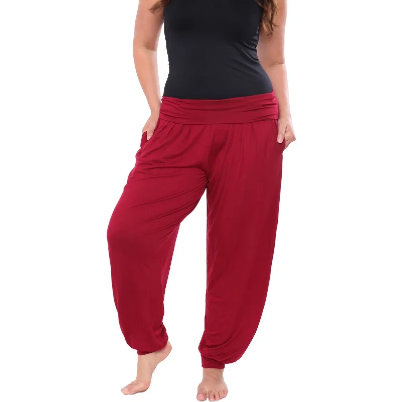 gather soft pants -Plus Womens Knit Pull On Jogger Pants