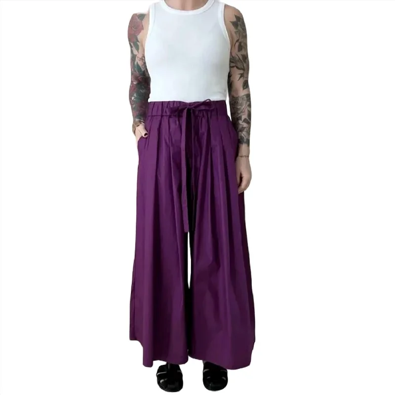 silk hint pants -Poplin Wide-Leg Pant In Violet Multi