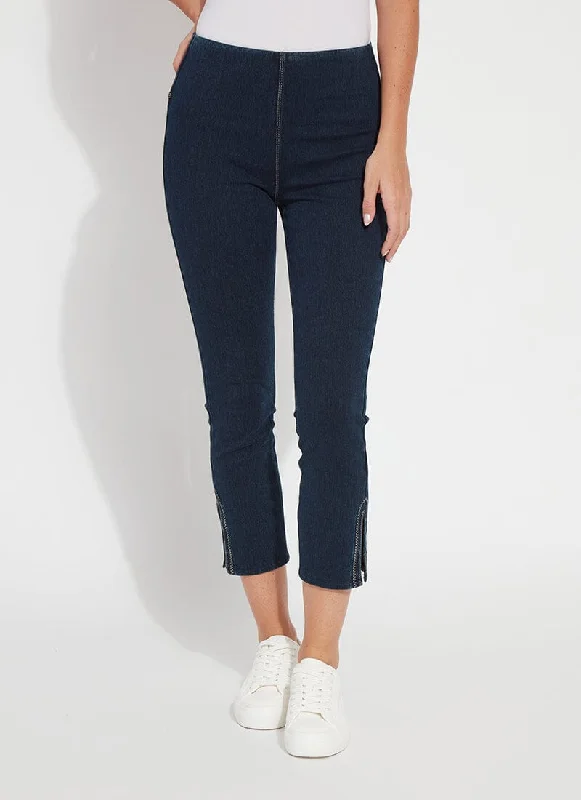 slot side pants -Poppy Embroidered Denim (25" Inseam)