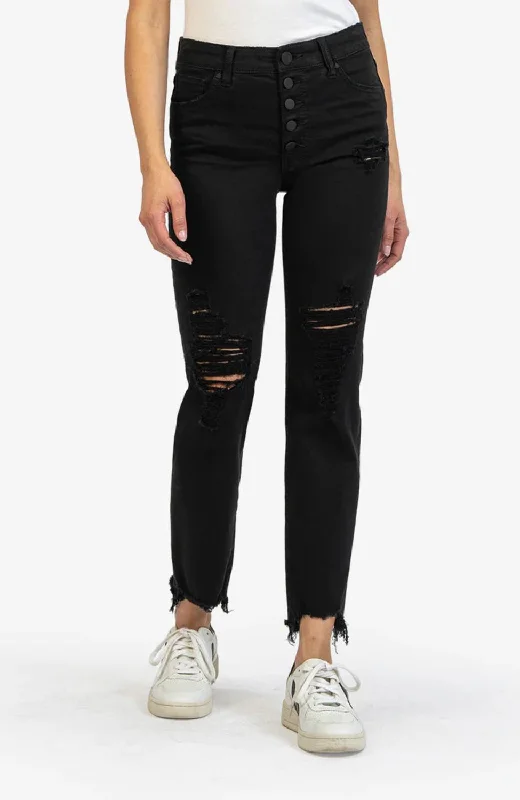 fold sleek pants -Reese High Rise Fab Raw Hem In Volition Black