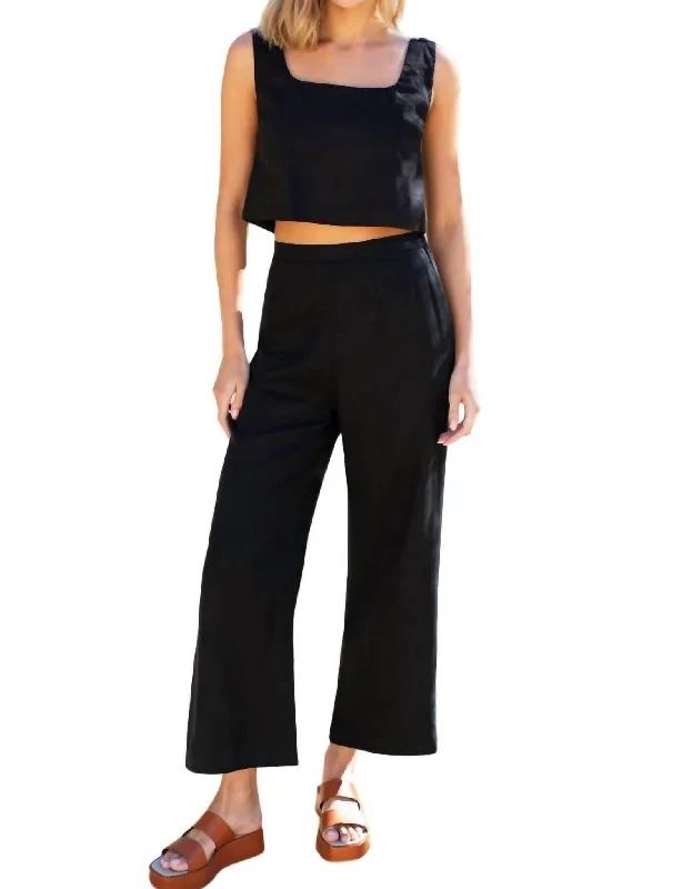 top luxe pants -Roma Pant In Black Linen