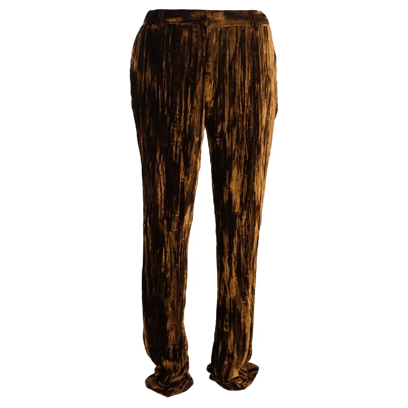 grove vibe pants -Saint Laurent Straight-Leg Tapered Pants in Brown Velvet