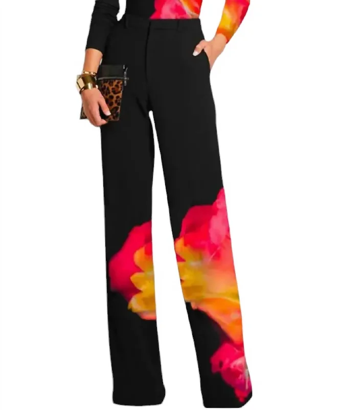 luxe mark pants -Scarlett High Waisted Color Printed Pants In Black