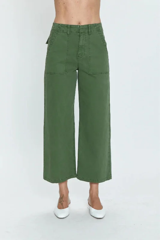 metal bold pants -Sophia Wide Leg Pants In Basil