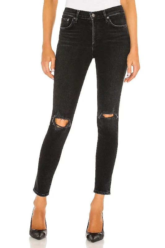 wool mix pants -Sophie Mid Rise Ankle Jeans In Trademark