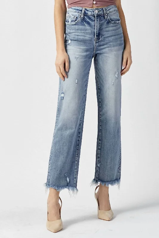 tear cargo pants -Stacey Hi Rise Straight Jeans In Blue