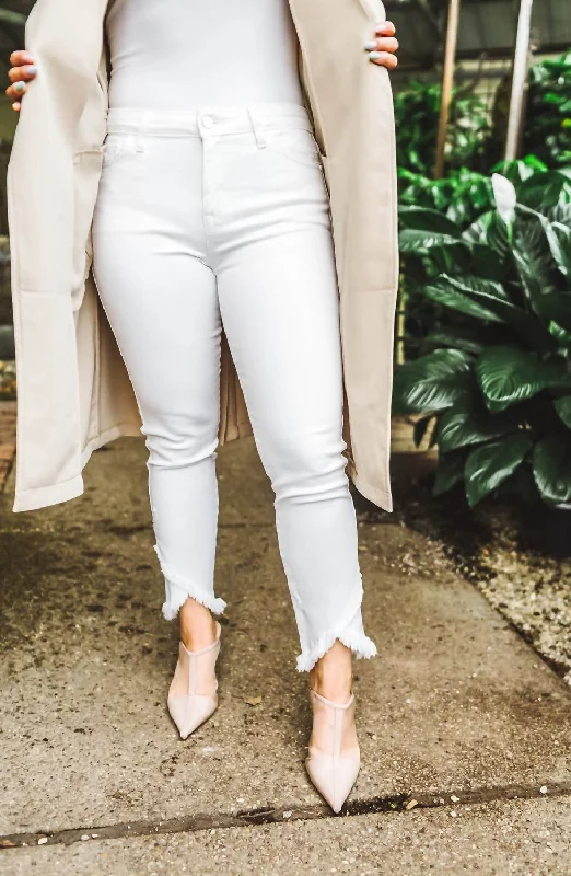 wing bold pants -Straight Leg Piece Crop Jean In White