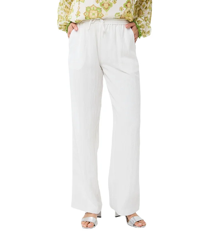 tough poly pants -Straight Leg Trousers In Off White