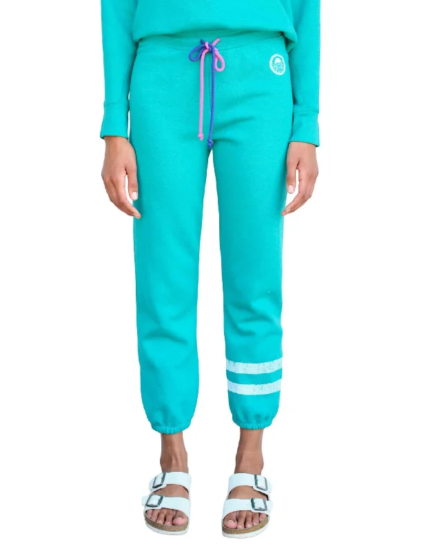 youth vibe pants -Stripes + Logo Jogger In Teal