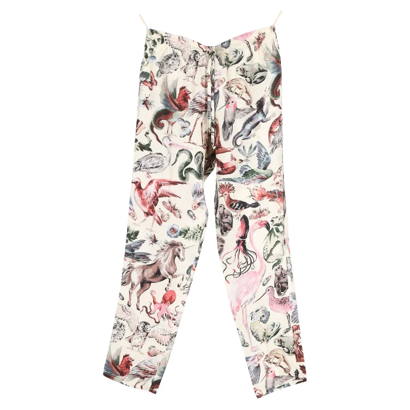 tot cute pants -Valentino Garavani Safari Print Straight-Leg Pants in Multicolor Silk