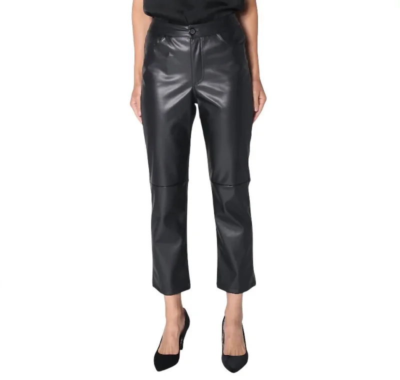 speck weave pants -Vegan Leather Pant In Black