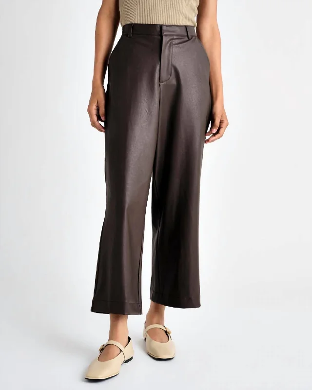 score mark pants -Vegan Leather Trouser In Chocolate