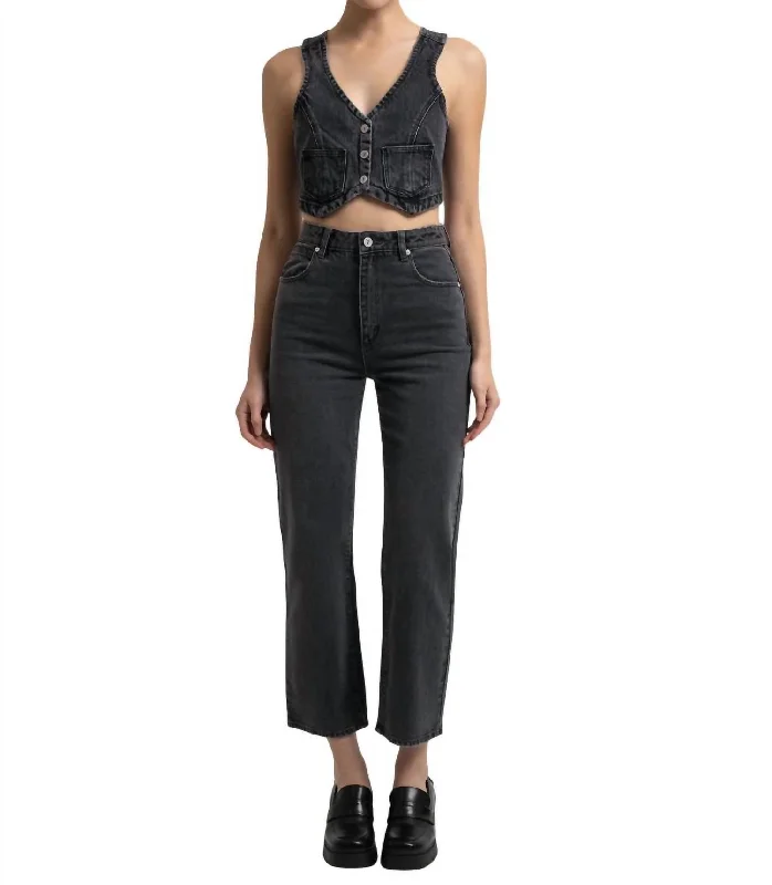 cut punk pants -Venice Straight Bobbi Jeans In Washed Black