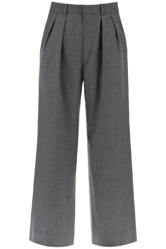 slate chino pants -Wardrobe.Nyc Women's Wide Leg Flannel Trousers For Men Or