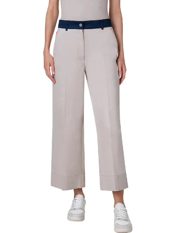 cool camp pants -Wide Leg Crop Pants In Beige/navy/orange