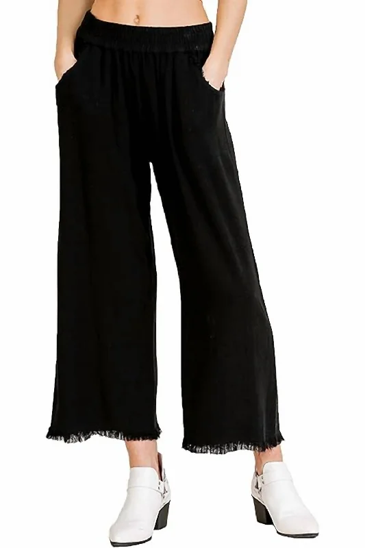 wool mix pants -Wide Leg Pants In Black