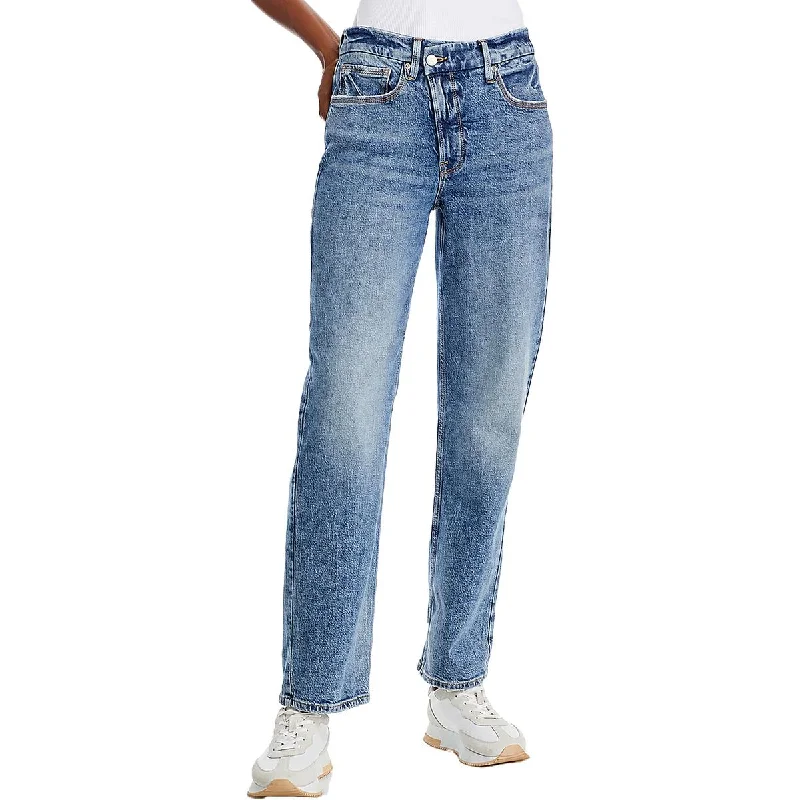 calm flow pants -Womens Denim Distressed Straight Leg Jeans