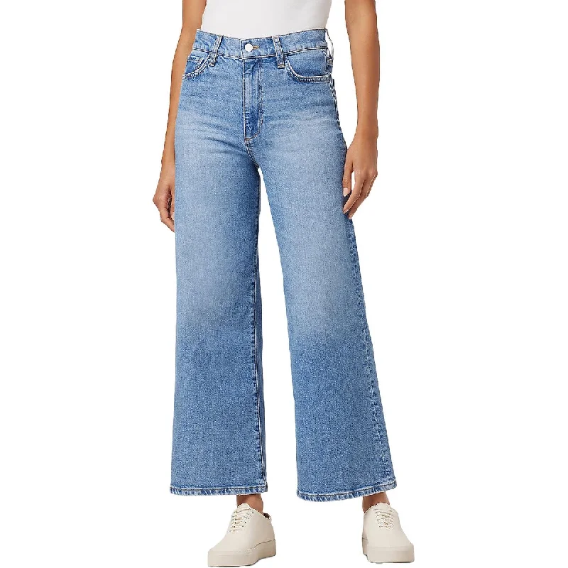 duo set pants -Womens Denim Faded Wide Leg Jeans