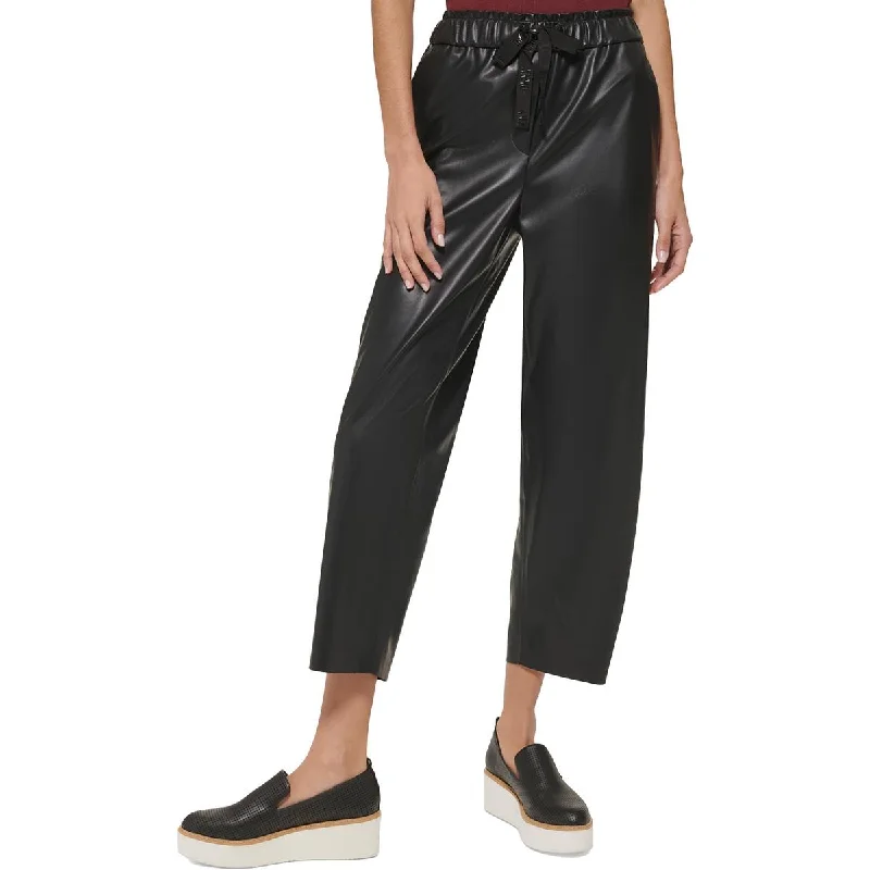 haul bold pants -Womens Faux Leather High Rise Cropped Pants